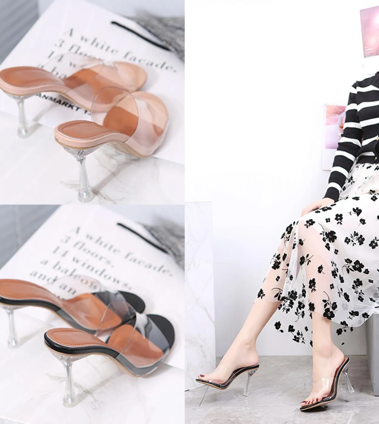 Clear Plexiglass High Heel Jelly Sandals Women's Shoes