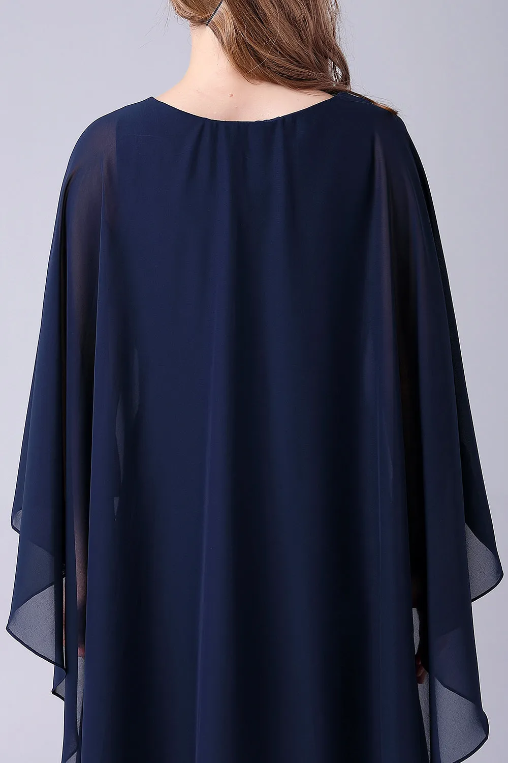 A-Line Chiffon Mother of the Bride Floor-Length Dress with Scoop Neckline