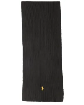 Black wool scarf with horse