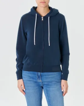 Blue Cotton and Modal Hooded Zip-Up Sweatshirt