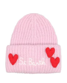 Pink heart hat with hearts
