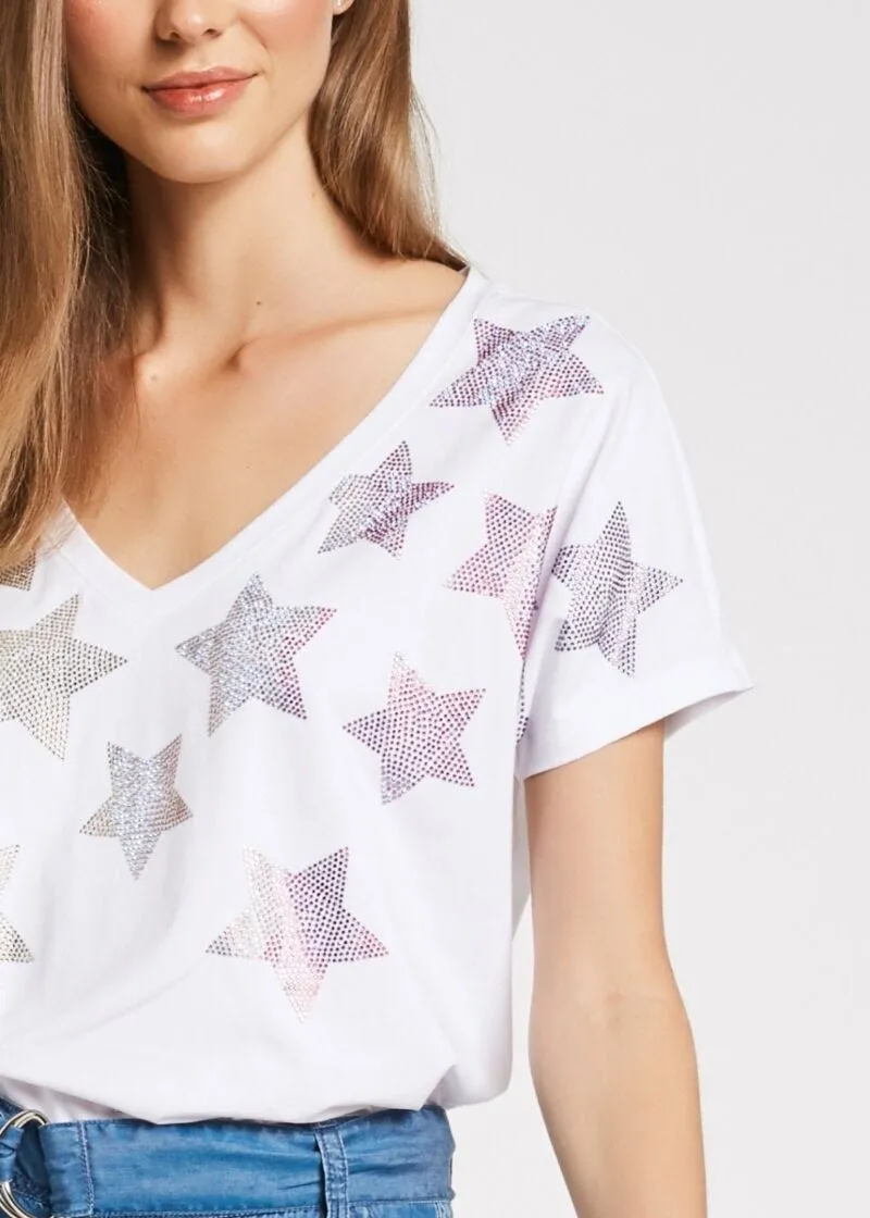Cotton T-Shirt with Stars