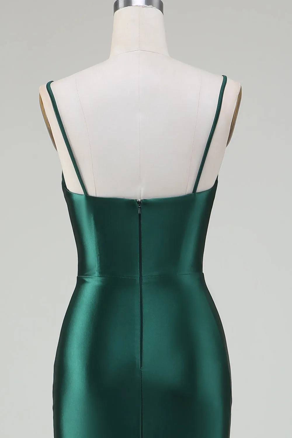 Dark Green Corset Spaghetti Straps Party Dress with Beads