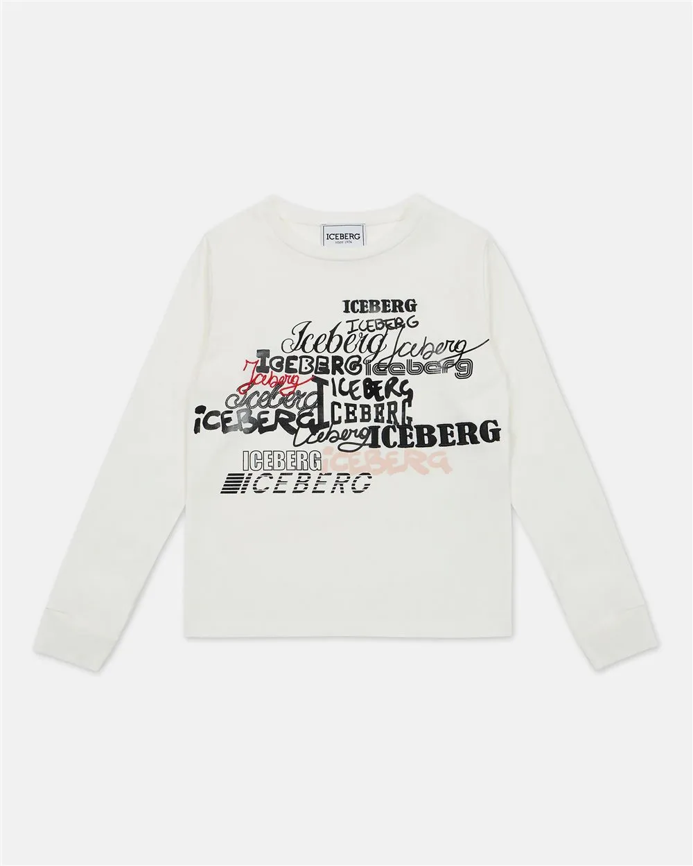 White crewneck sweatshirt with Iceberg logos on the chest