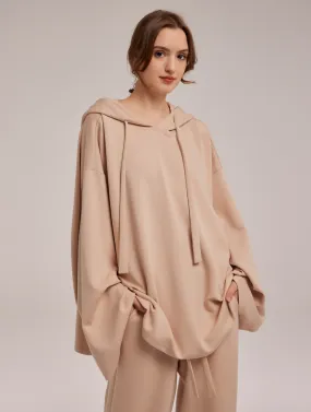 Wide-Sleeve Hooded Sweatshirt