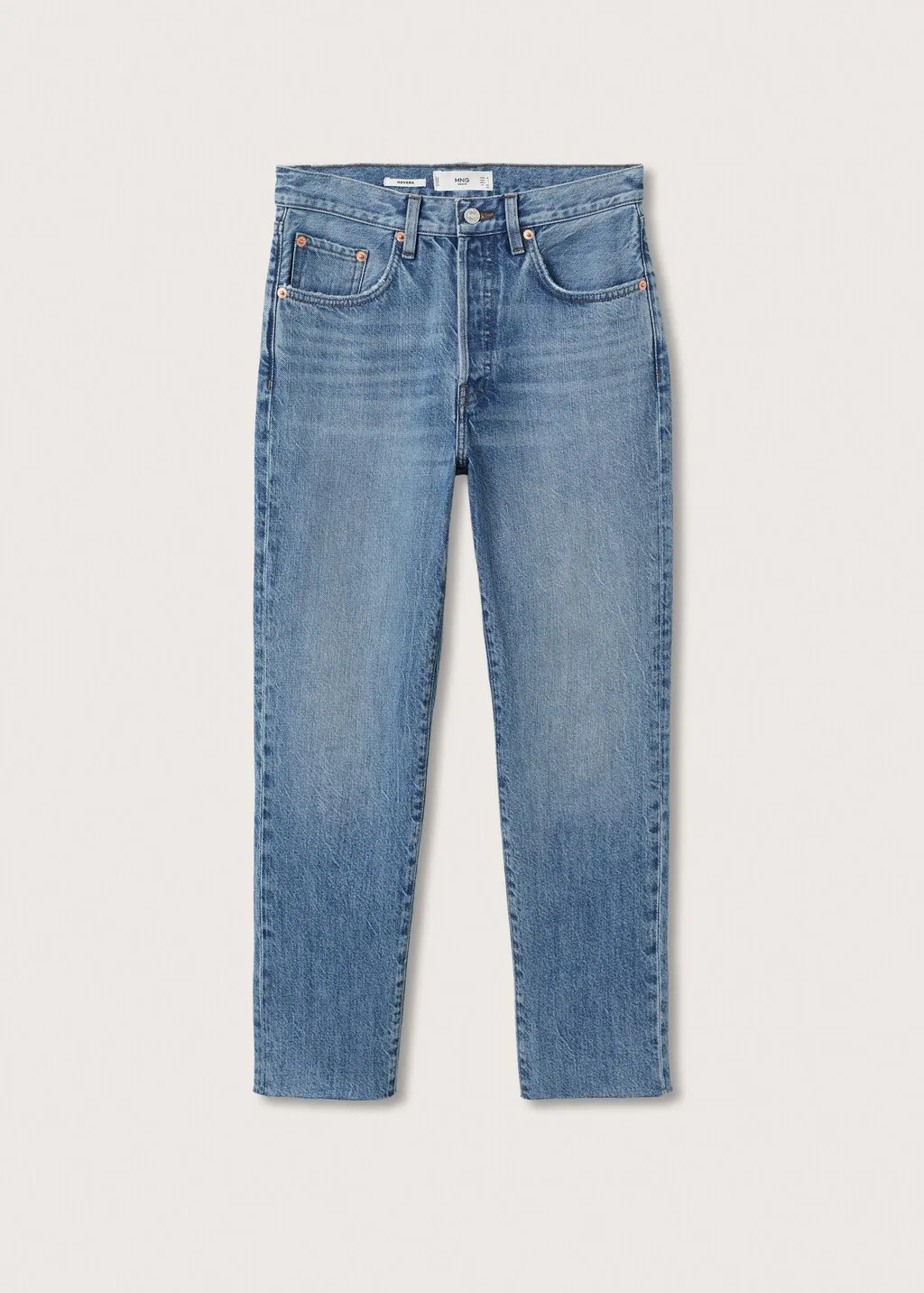 High-Waisted Straight-Cut Crop Jeans