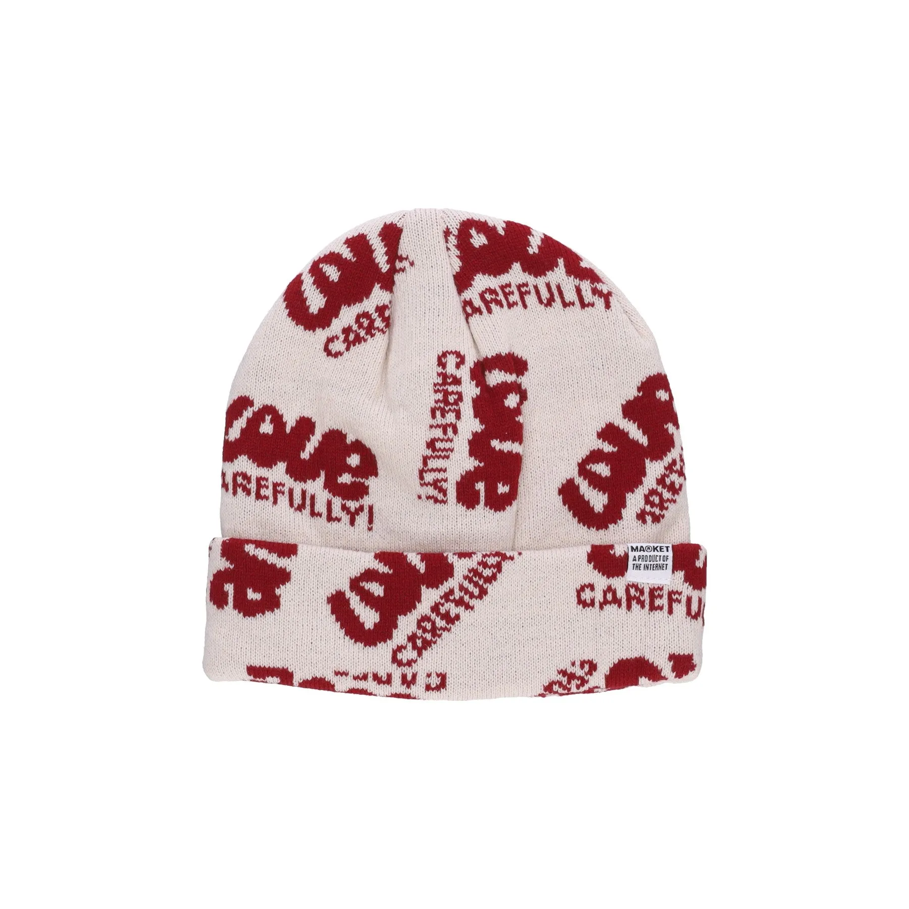 Love Carefully Cream Beanie Hat for Men