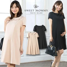 Maternity Nursing Dress with Removable Collar