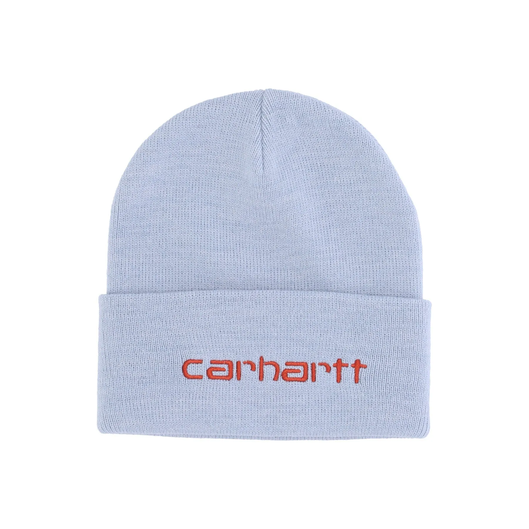 Men's Script Beanie in Misty Sky/Brick