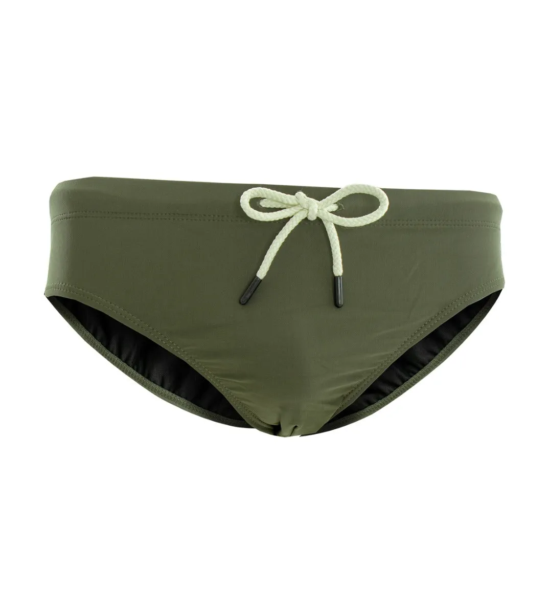 Green Solid Color Elastic Men's Summer Swim Briefs