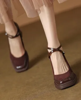 Retro Mary Jane High Heels Thick Heels Single Shoes