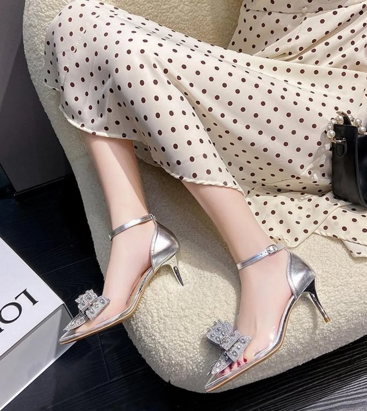 Rhinestone High Heel Pumps with Pointed Toe: Cinderella Style for Women by Zapatillas Mujer