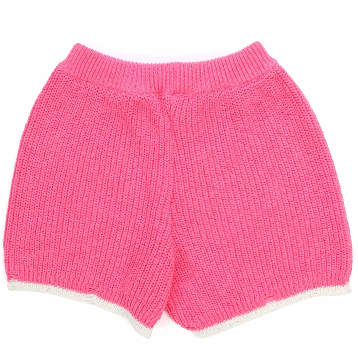 Fluorescent Pink and White Milk Girls and Teens Knit Shorts