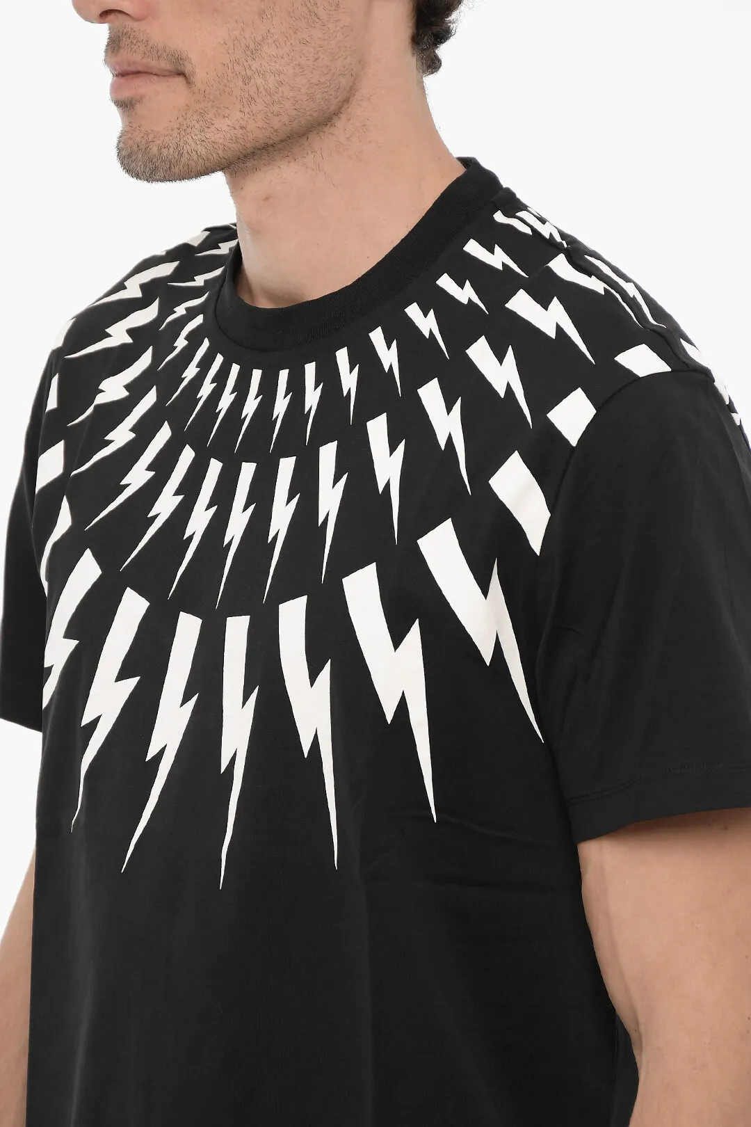 Slim Fit FAIRISLE THUNDERBOLT Crew Neck T-Shirt