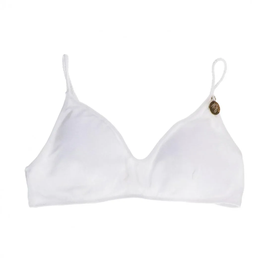 White Shiny Bikini Top and Bottoms 3622