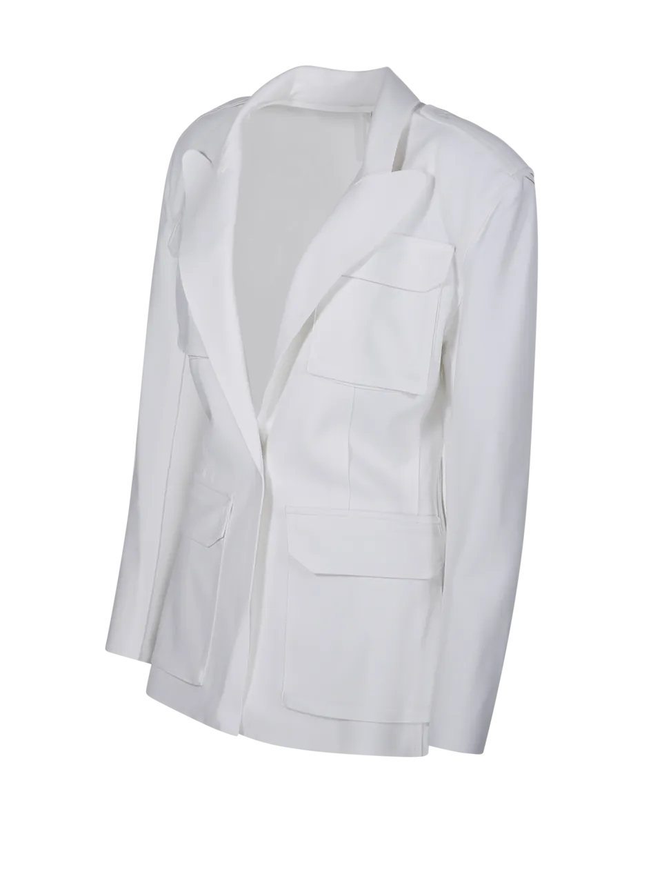Norma Kamali Women's White Polyester Single-Breasted Cargo Jacket